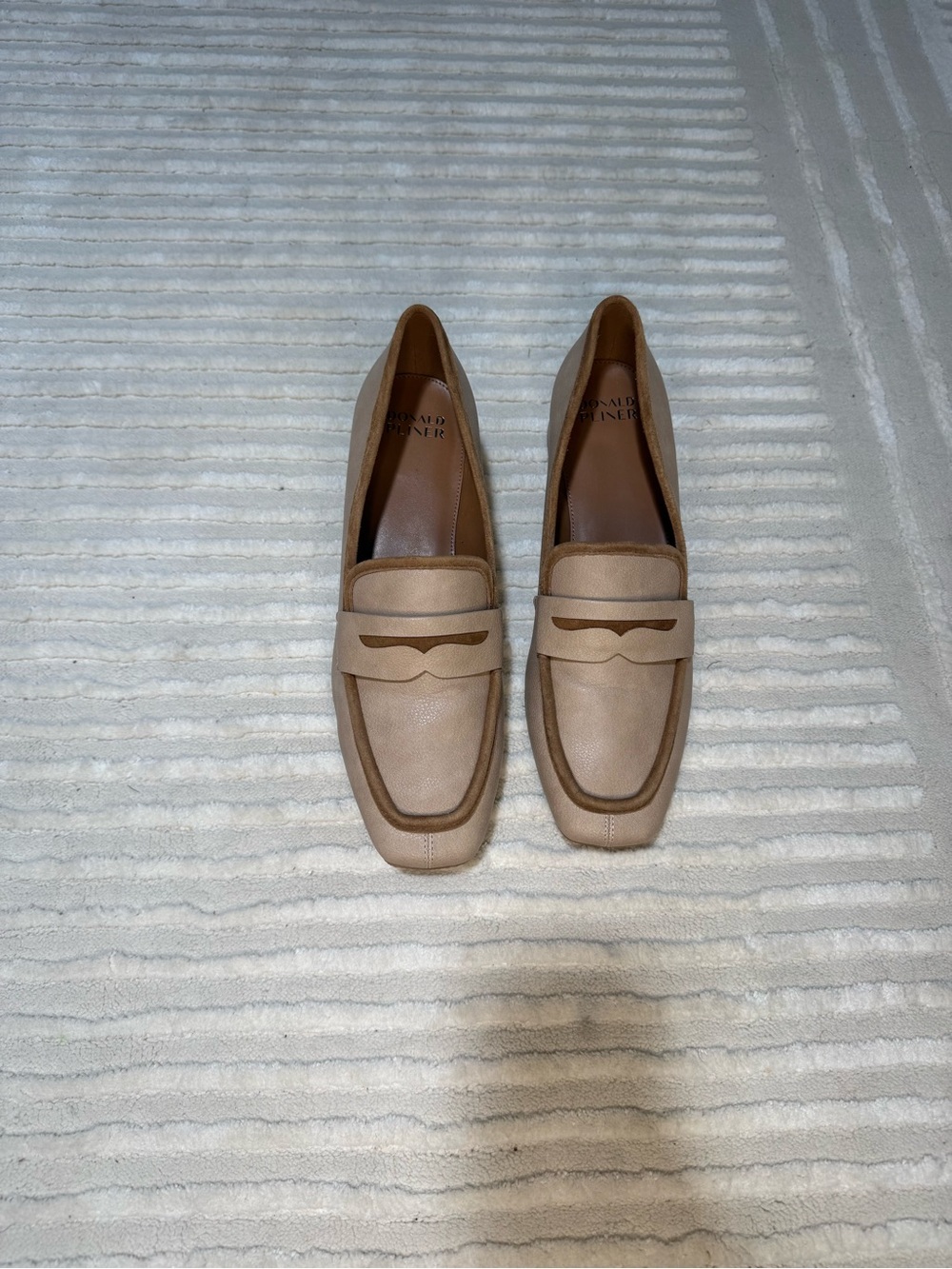 Donald J. Pliner Taupe Leather Penny Loafers